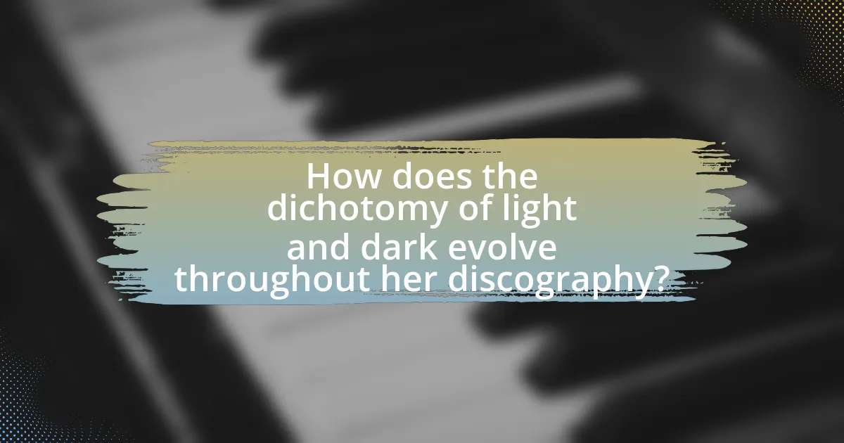 How does the dichotomy of light and dark evolve throughout her discography?